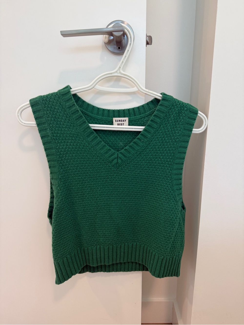 Aritzia- Sunday Best Emerald Green V-Neck Knit Tank Vest